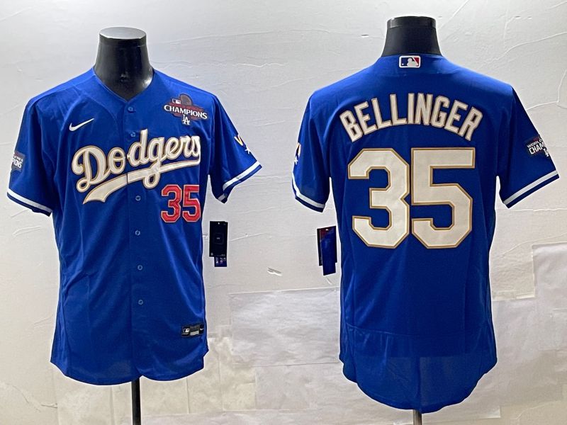 Men Los Angeles Dodgers #35 Bellinger Blue Gold Elite 2025 Nike MLB Jersey style 6->los angeles dodgers->MLB Jersey